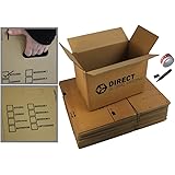 20 Strong Large Cardboard Storage Packing Moving House Boxes Double Walled with Fragile Tape and Black Marker Pen 18.8'' x 12.8'' x 10.4''