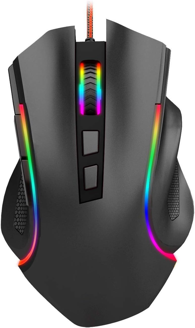 Wired Gaming Mouse RGB Spectrum Backlit Ergonomic Mouse Programmable with 7 backlight modes up to 7200 DPI for Windows PC Gamers [Black]
