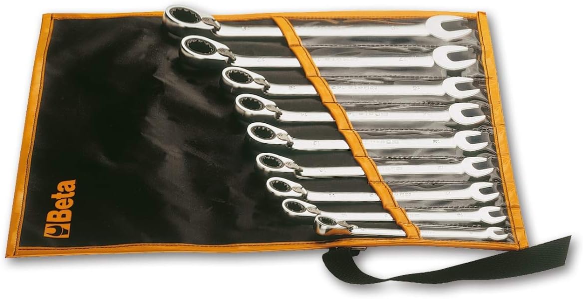 Beta 1420066 Model 142 /B6 Reversible Ratcheting Combination Spanners for Item 142, 6 Pieces, Schwarz/Orange