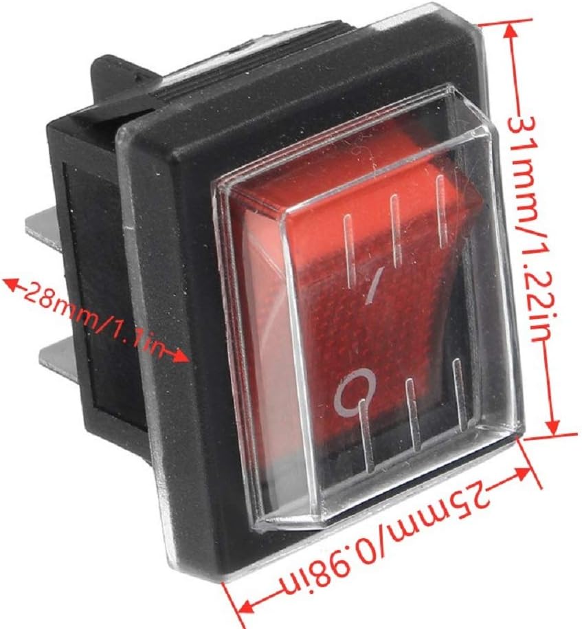 JINXIAN 4 Pcs ON-Off Rocker Switch DPS 4 Pin Red Light AC 250V 16A 125V 20A with Waterproof Cover for Electrical Products… - Image 3