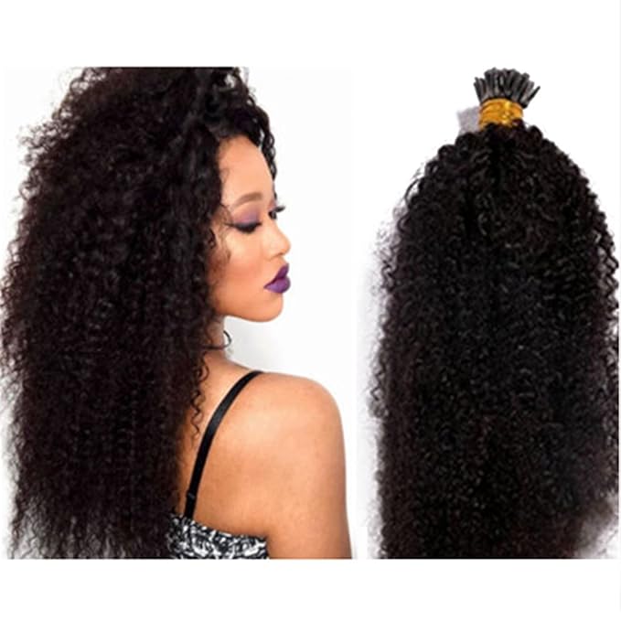 Remeehi Kinky Curly Real Human Hair Pre Bonded I Tip Hair