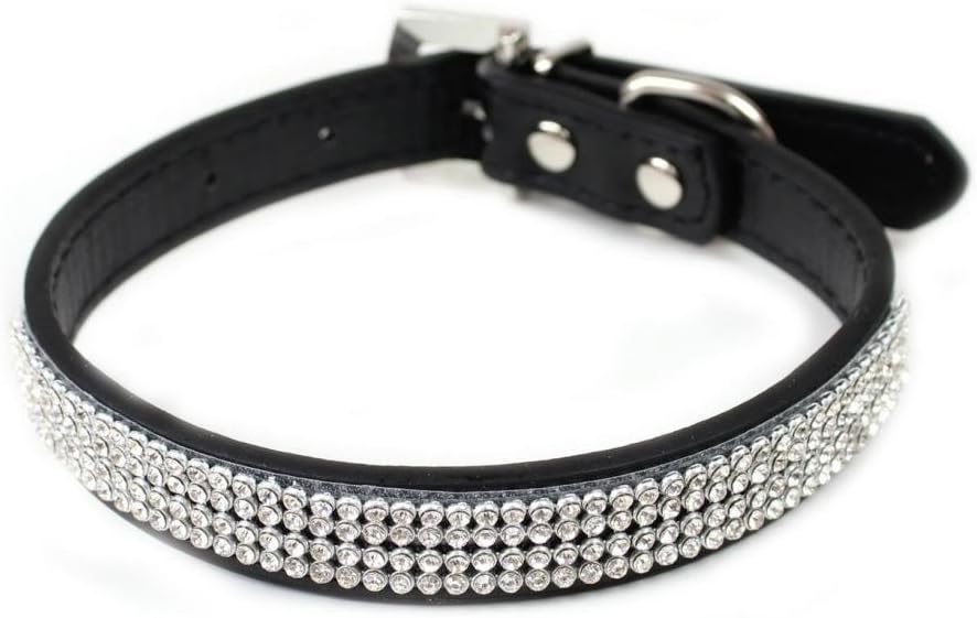 Fashionwu Croc Dog Cat Rhinestone Collars Crystal Diamond Pet Dog Puppy Pu Leather Collars