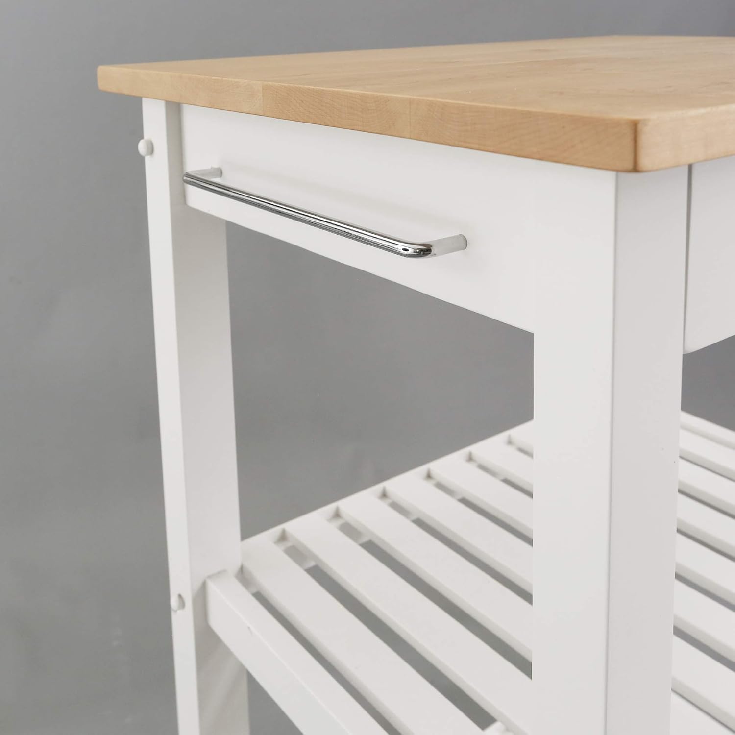 Casual Home Sunrise (Small) with Solid Maple Top Kitchen Island, 22.75"W, Natural&White: Furniture & Decor