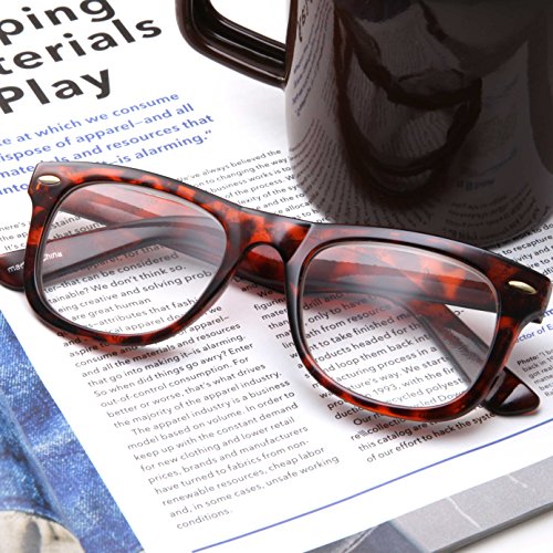 2 Pack High Magnification Reading Glasses Strong Power Readers - 4.00-6.00 Black and Tortoise /+5.00