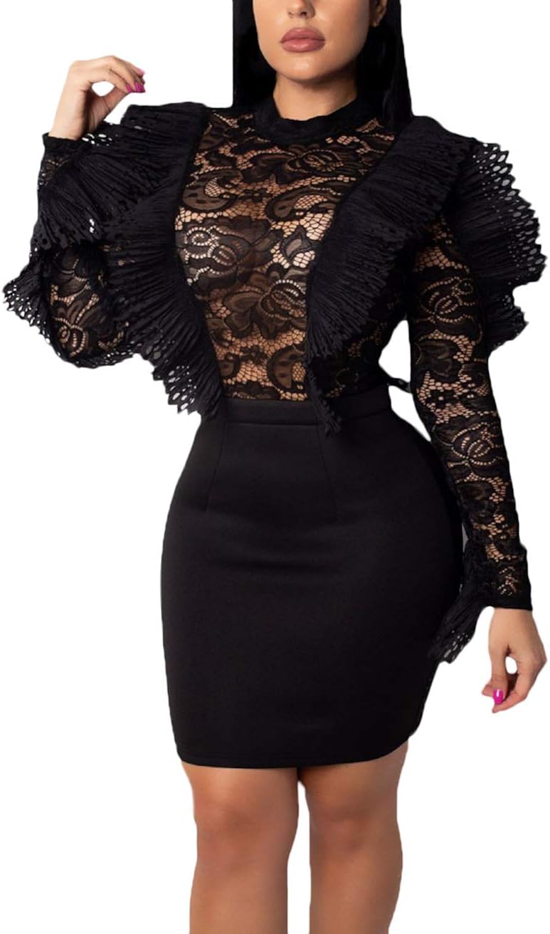 Women's Lace Dresses Summer Solid Color Package Hip Classic Dresses