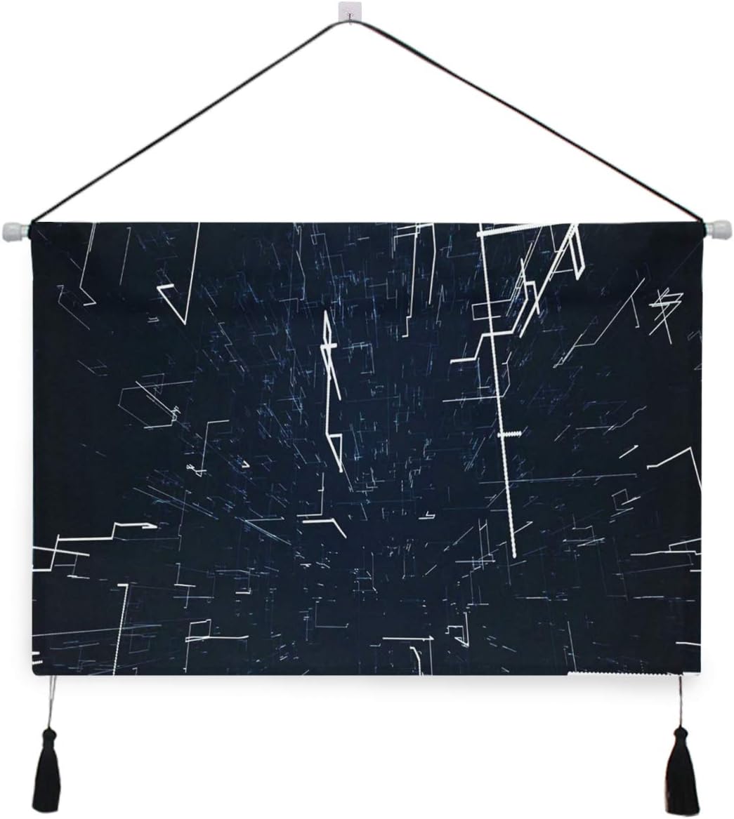 GRATNNA Decorative Hanging Poster Motion Graphic Black Techno Wall Art Canvas Prints for Home Decoration Ready to Hang for Wall Decor 17.5×24.5 inch