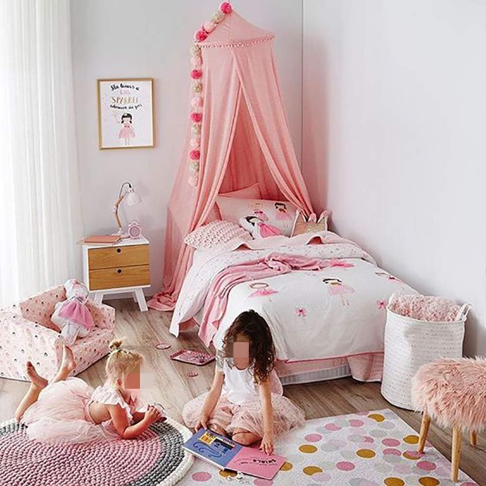 Baldaquin Rideaux de Lit pour Bébé Rose DOTBUY