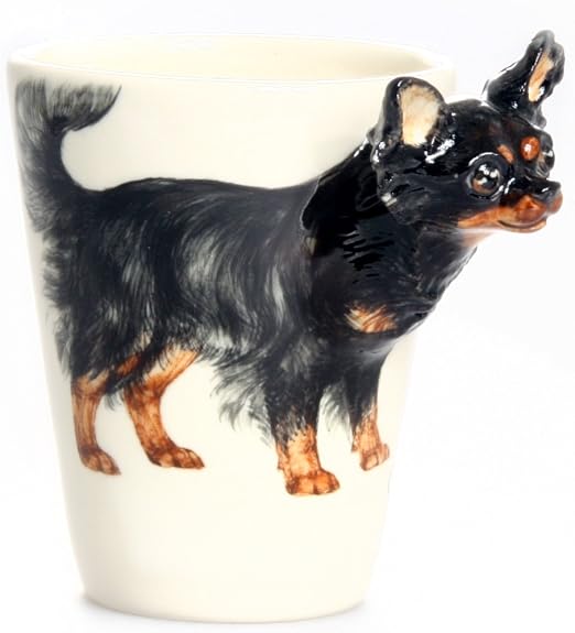 Amazon Com Chihuahua Long Hair 3d Ceramic Mug Black Home Kitchen