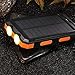 Solar Chargers 30,000mAh, Dualpow Portable Dual USB Solar Battery Charger External Battery Pack Phone Charger Power Bank with Flashlight for Smartphones Tablet Camera (Orange B)