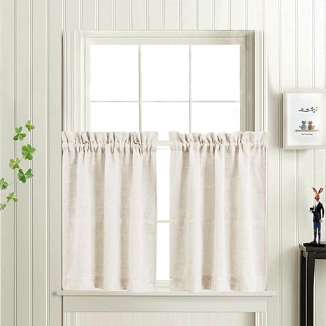 Buy Tier Kitchen Curtains Linen Look Short Curtains For Bathroom