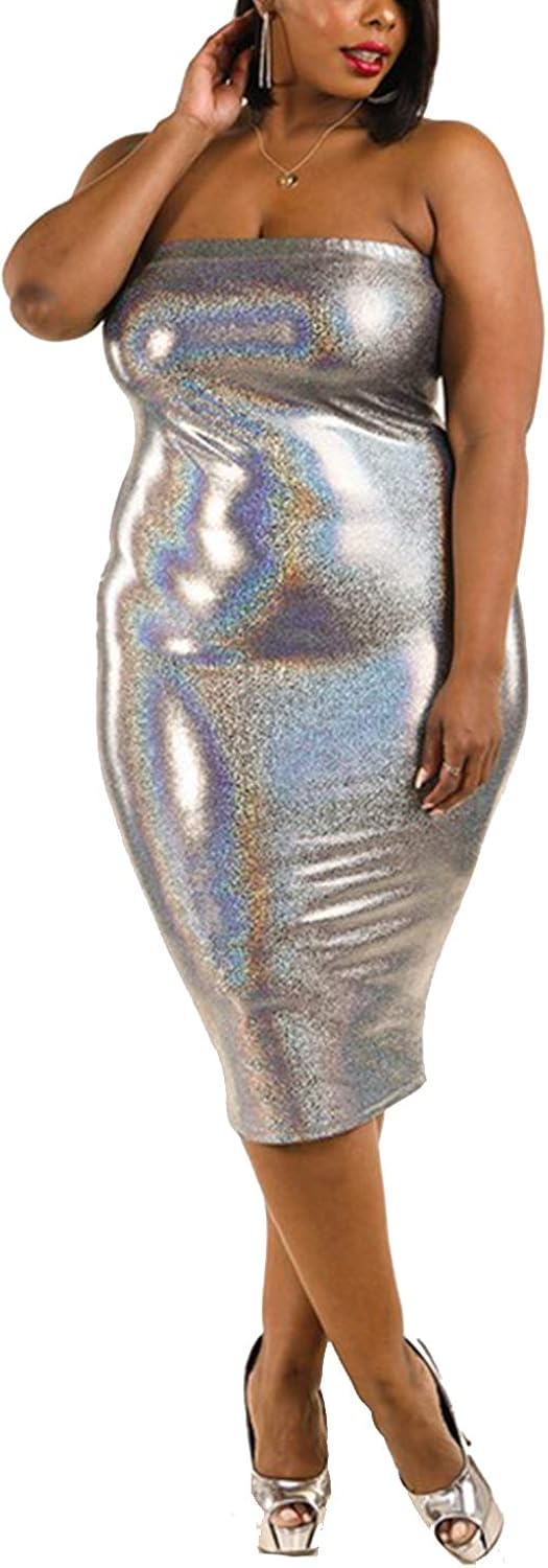plus size holographic dress