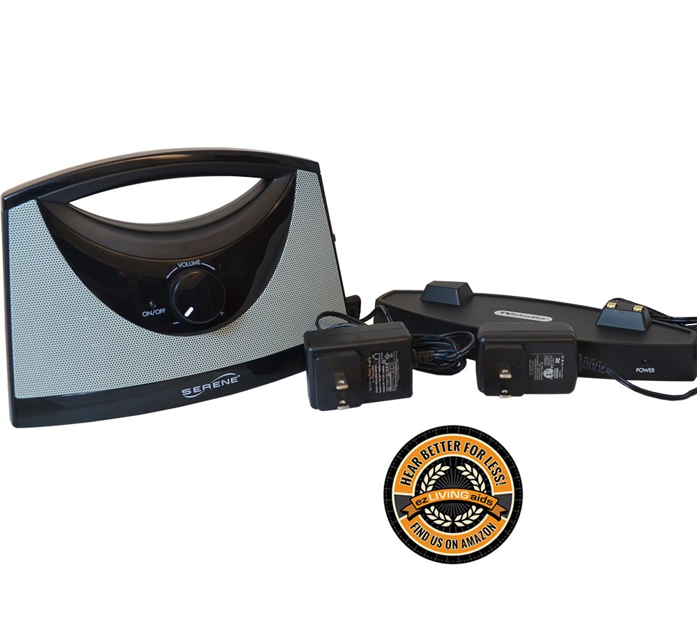 Serene Innovations TV-SB Wireless TV Listening Speaker w/Free Extra Power Adapter &amp; EZ Living Aids Drink Coaster