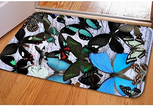 Youngerbaby Comfortable Flannel Doormat Memory Foam Bath Rug Absorbent Water Door Mats for Bathroom Shower Tubs,Living Room, Kitchen,Front Door Entrance, Non-Slip Bathroom Mat Butterfly Print