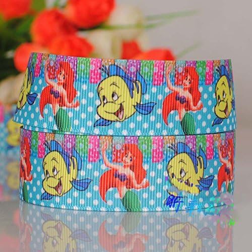 10 Yards 1"(25mm) Ariel the Little Mermaid Princess Cartoon Printed Grosgrain Ribbon for Kids Diy Hairbow Craft No.9587261