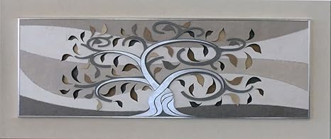 Quadro 155x65 Albero Della Vita Design Moderno Traforato Tortora Foglia Argento Per Soggiorno Salotto Camera Da Letto Amazon It Casa E Cucina