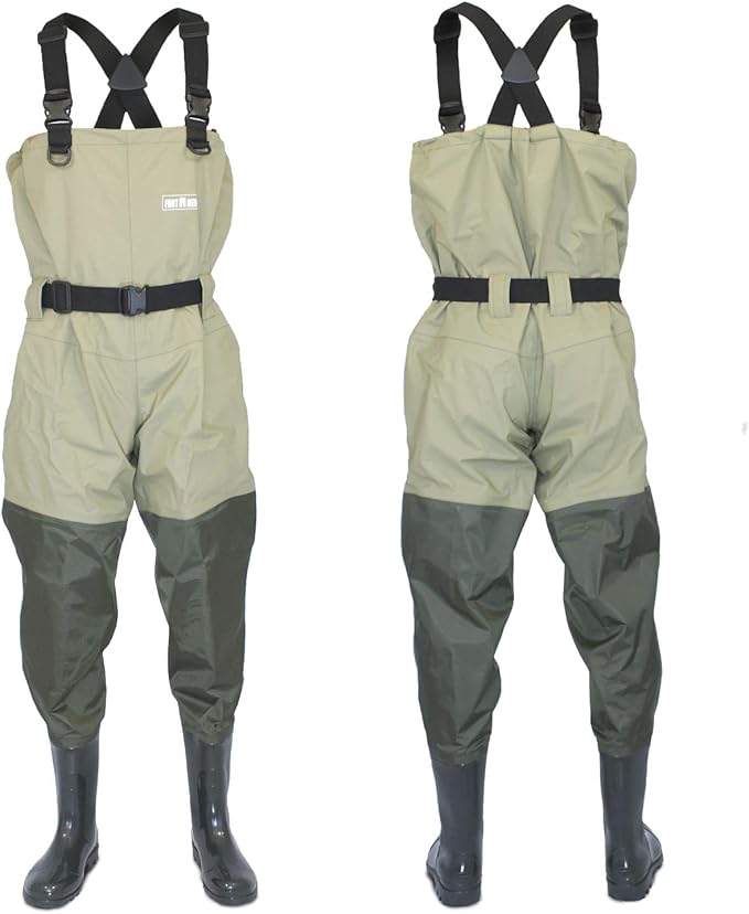 Men's Waders Breathable Fishing Trousers with Boots Waterproof Wading