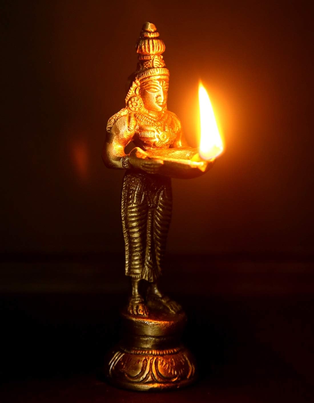 Buy JaipurCrafts Brass Indian Lady Holding Oil Lamp Statue, 6x 3 x 2.5
