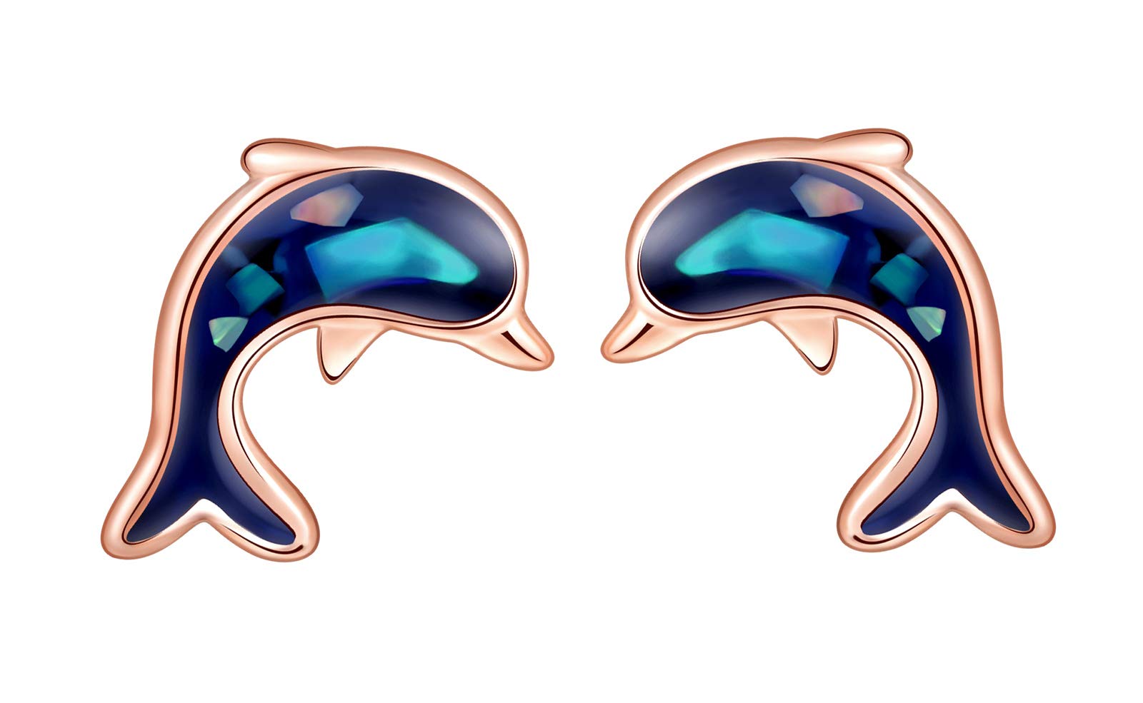 MicVivien 925 Sterling Silver Dolphin Earrings Women Girls Blue Stud Earrings Jewellery for Ladies, Friends