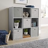 Home Source 9 Shelf Cube Bookcase Grey Storage Display Unit 90x30x90 view 2