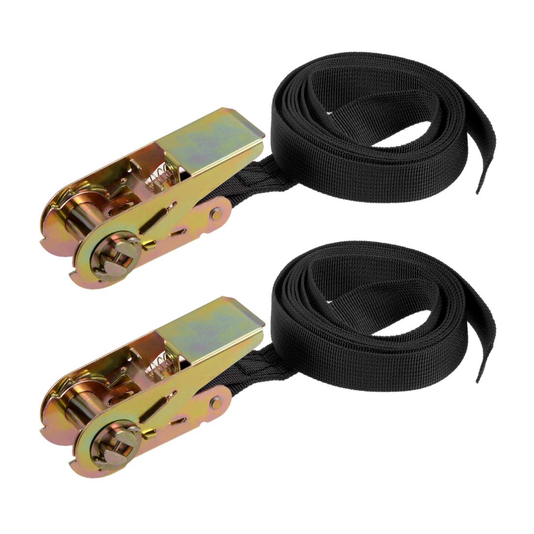 sourcing map Ratchet Tie Down Lashing Strap 1" x 6.6Ft 550lb 250Kg Load Polypropylene for Moving Securing Cargo, Black, Pack of 2