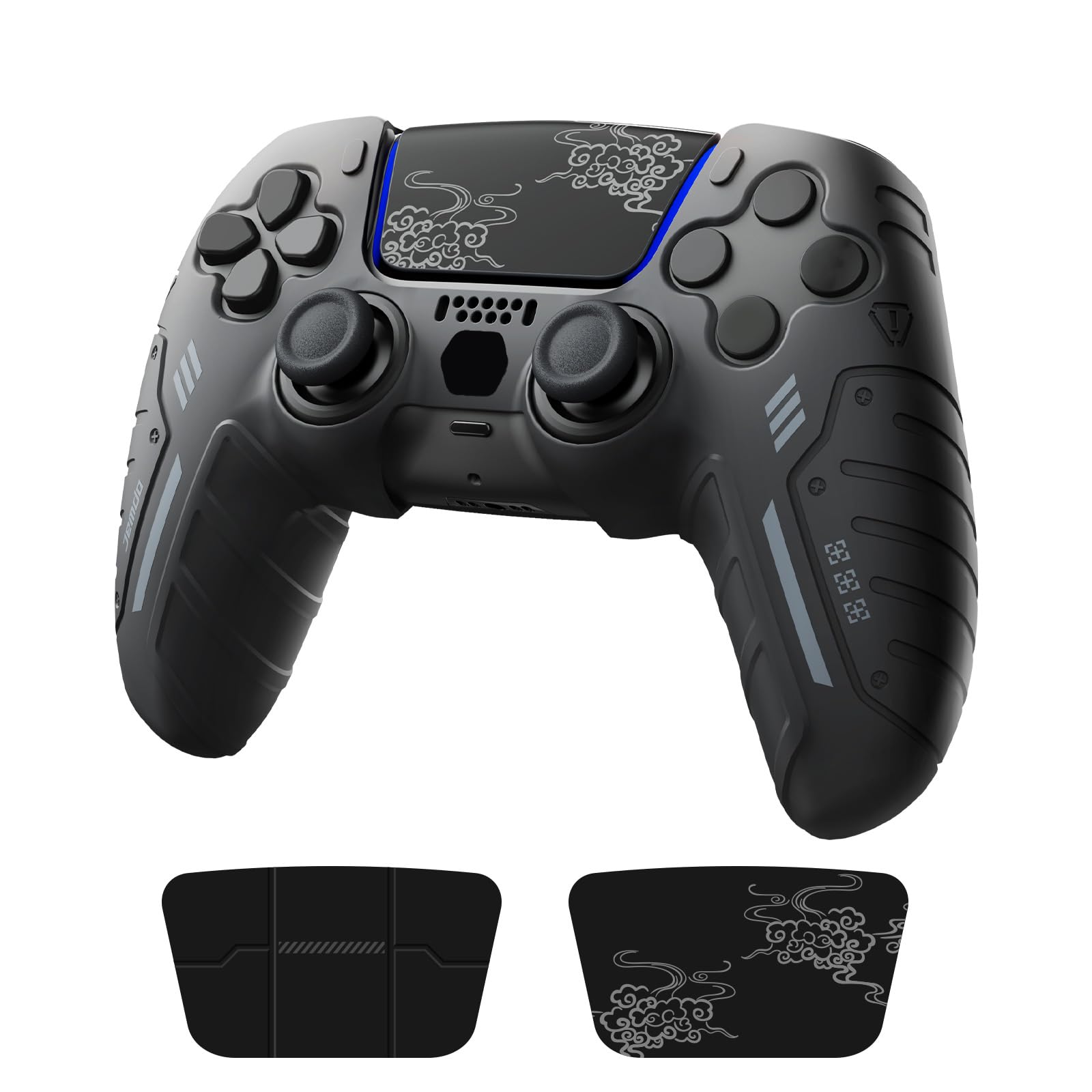 Photo 1 of JEMDO Compatible/Replacement Silicone Cover for PS5 Controller, Premium Anti-Slip Soft Grip Skin for PS5 Wireless Controller/DualSense – Enhanced Comfort, Includes 2 Themed Stickers (Black)