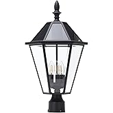 LUTEC 12513LE4-SL-Head LED Post Solar Light Outdoor, Dusk to Dawn Vintage Street Lights for Lawn Patio Yard Pathway Garden Mo