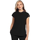 Med Couture Scrub Top Women Round Neck Tuckable with 2 Zipper Pockets with Rounded Hem MC703