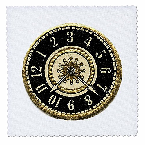 3dRose qs_37263_1 Gold and Black Clock-Quilt Square, 10 by 10-Inch
