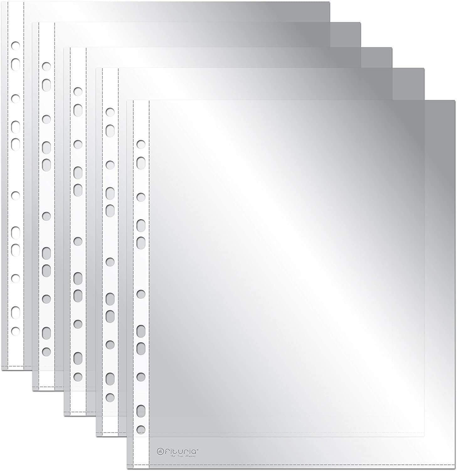 OFITURIA COM0067 Pack 2 – Perforated Multi-Drill Pockets for Papers, 100 Units, Made of Polypropylene (80 microns) Orange Leather