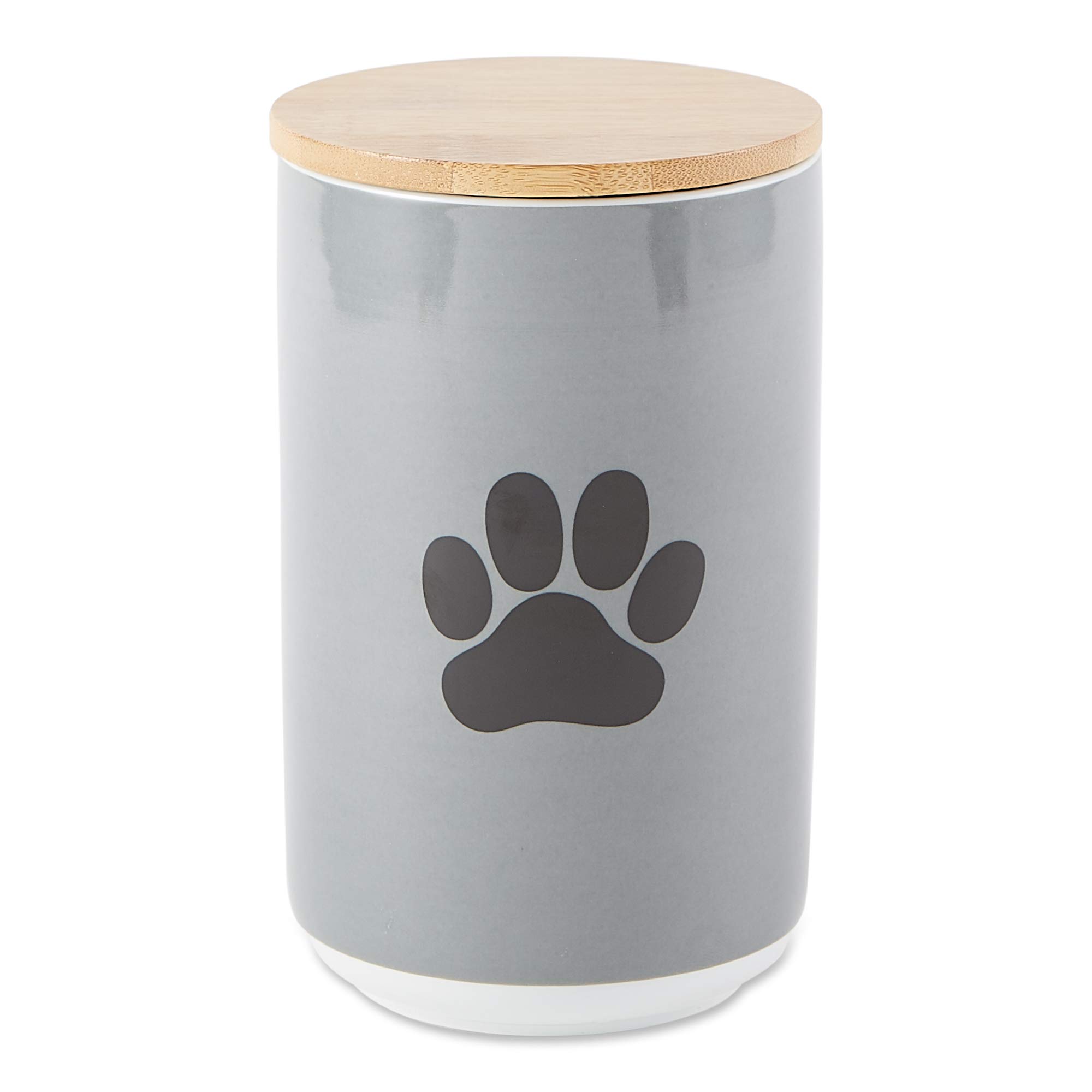 Bone Dry Ceramic Bone & Paw Pet Collection, Dishwasher Safe, Treat Jar, 4x6.5, Gray