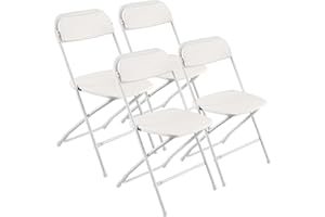 VEVOR 4 Pack Folding Chairs, Foldable Plastic Chairs with Heavy Duty Metal Frame, Portable Folding Card Table Chairs, Stackab