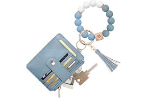 COOLANS Silicone Bracelet Wristlet Wallet Credit Card Holder RFID,ID Window,Key Ring Tassel,Slim Wallet Women Keychain Purse