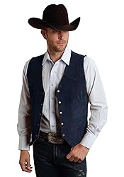 JYDress Men's Suede Leather Vest Vintage Cowboy