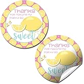 Sweet Summer Lemonade Thank You Sticker Labels, 40 2" Party Circle Stickers by AmandaCreation, Great for Party Favors, Envelope Seals & Goodie Bags