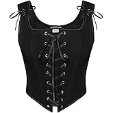 SCARLET DARKNESS Women's Renaissance Corset Tops Vintage Lace Up Overbust Bustier Bodice