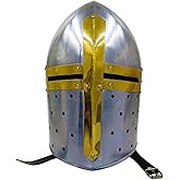 AnNafi® Medieval Knight Sugarloaf Armor Helmet with Free Wooden Stand Reenactment Helmet | Cosplay SCA