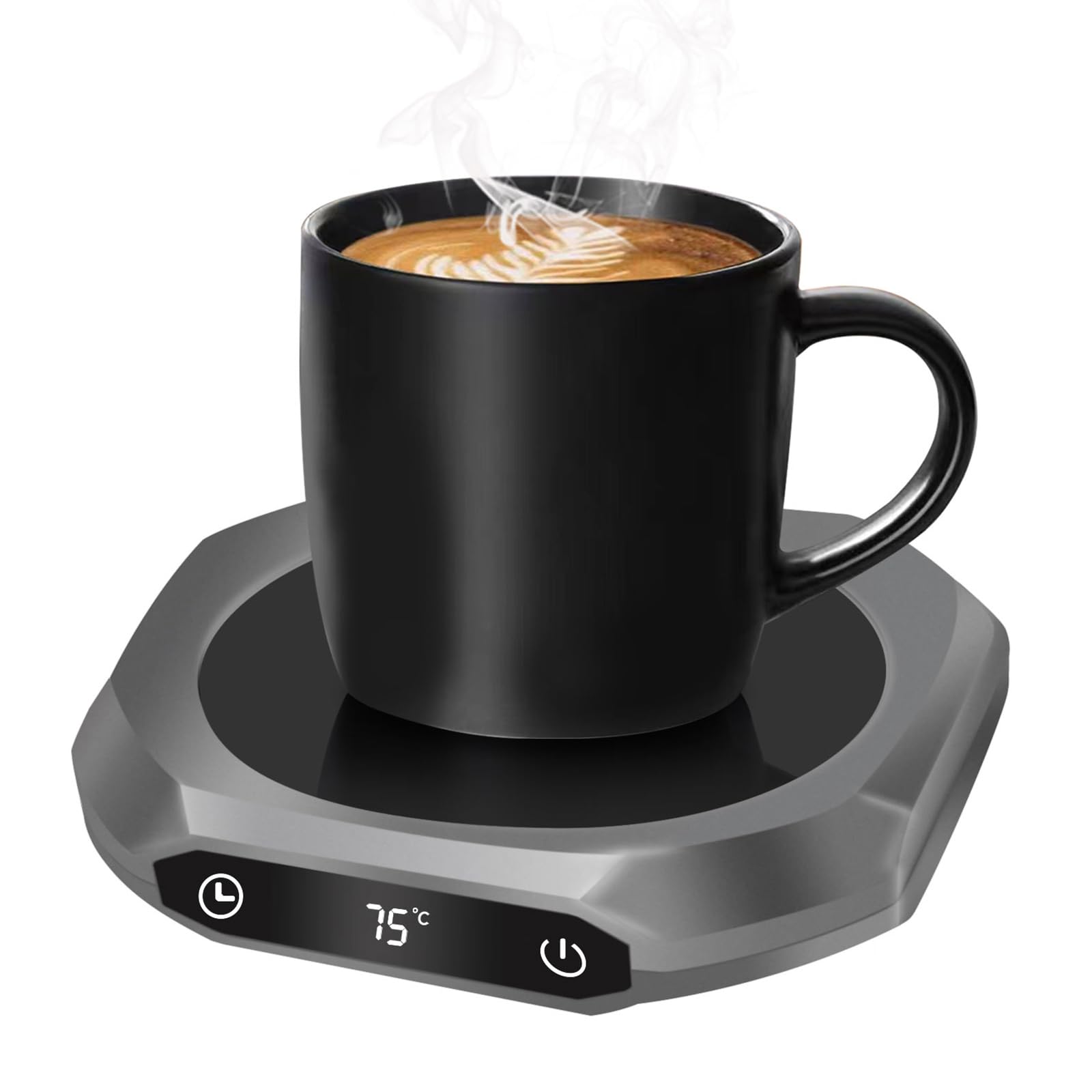 MQUPIN Mug Warmer for Desk with 3 Temp Settings (55℃/65℃/75℃), Auto-Off for Coffee, Tea & Milk (Grey)