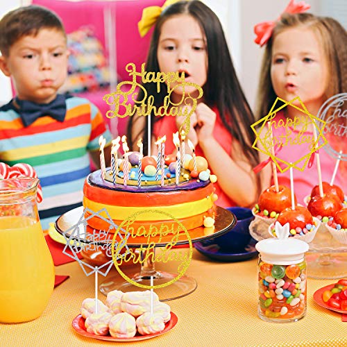 30 Pieces Glitter Happy Birthday Cake Topper Birthday Cupcake Topper