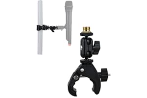 Hocoder Mic Crab Clamp Microphone Mount with Double Ball Head Adjustment 1/4" to 5/8" Copper Screw, Fits Mic Stand, Drum Stan