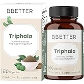 BBETTER Triphala – Ayurvedic Herbal Supplement with Amla, Haritaki & Bibhitaki for Occasional Constipation & Bloating – Supports Digestion, Healthy Bowel Function, Colon Cleanse & Detox - 60 Capsules