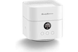 HomBreez Air Purifier and Humidifier Combo for Bedroom, Covers Up to 200ft², H13 True HEPA Filter, 500ML Water Tank, Quiet Cool Mist Top Fill Essential Oil Diffuser for Baby, Pet Room, White
