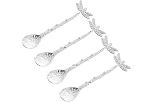 Pack of 4 Unique Dragonflies Stirring Spoons Vintage Styles Teaspoons with Dragonflies Shape Handle Kitchen Gadgets Dessert S