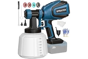 FUZIIAV Cordless Paint Sprayer for Dewalt 20V MAX Battery Electric Spray Paint Gun with High Capacity Container Easy to Clean for House Painting Blue(Not Include Battery)