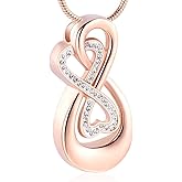 Infinity Love Urn Pendant Stainless Steel Snake Chain Cremation Jewelry for Ashes for Woman Free Filling Tools Include