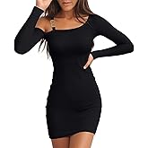 Valiamcep Womens Long Sleeve Dress Fall Off The Shoulder Ribbed Knit Slim Fitted Bodycon Mini Pencil Dresses Fashion Outfits
