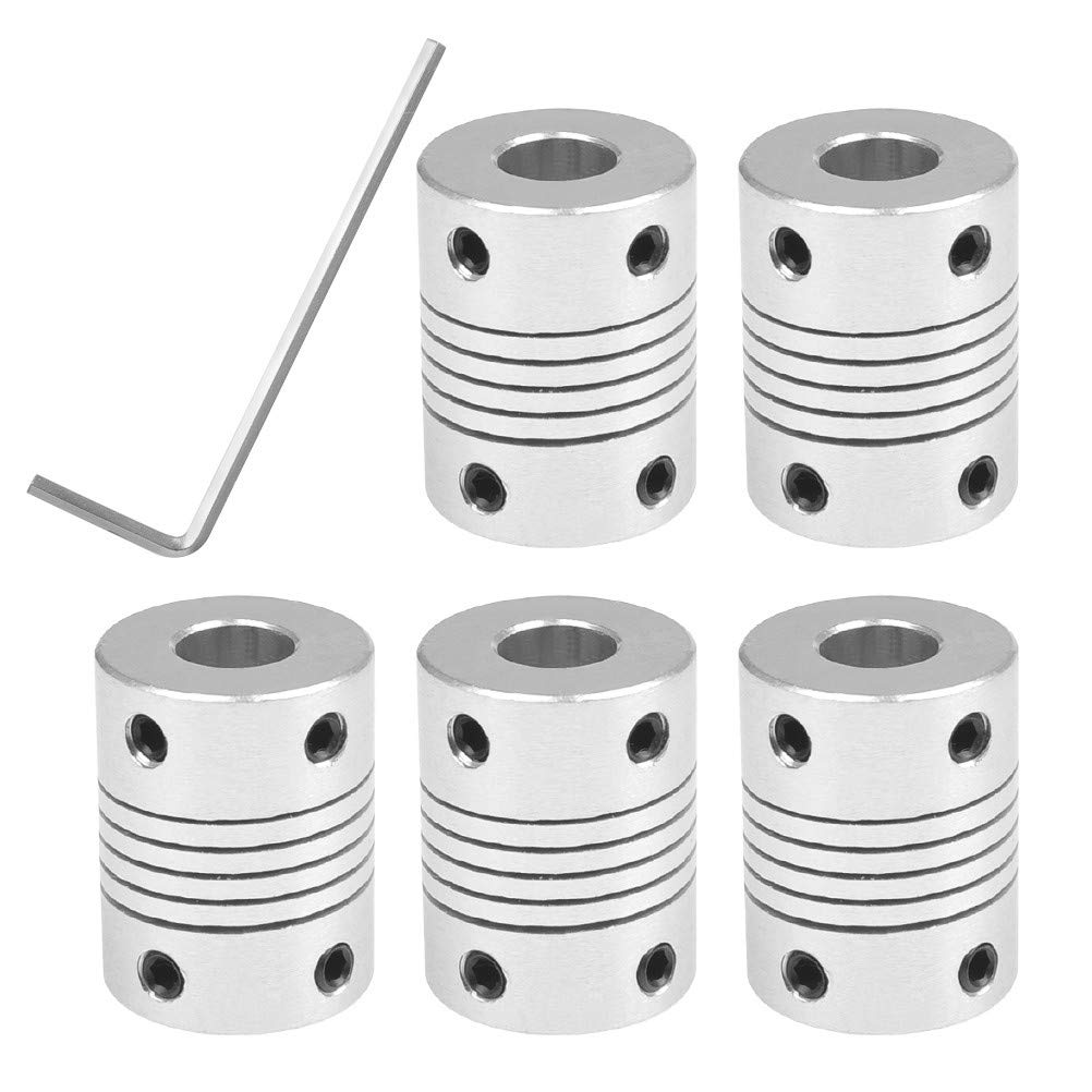 YOTINO 5Pcs Flexible Couplings 5mm to 8mm NEMA 17 Shaft Coupler Aluminum Alloy Joint Connector for Creality CR-10 CR-10S S4 S5 Makerbot RepRap Prusa i3 3D Printer or CNC Machine