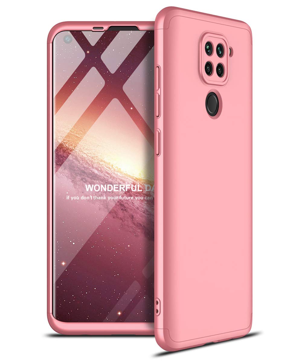 for Xiaomi Redmi Note 9 360 Case Slim Fit Thin Shockproof +Tempered Glass Screen Protector Cover ZSCHAO Compatible with Xiaomi Redmi Note 9 Hard Case Full Body Tough Hybrid bumper skin shell Rose Gold