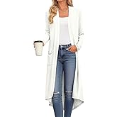 DB MOON Womens Long Cardigan Fall Lightweight Long Sleeve Sweater Light Weight Winter Open Front Sweaters with Pockets