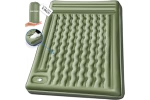 Self Inflating Double Sleeping Pad for Camping, 6 Inch Ultra-Thick 2 Person Pillow Built-in Foot Pump Waterproof Inflatable S