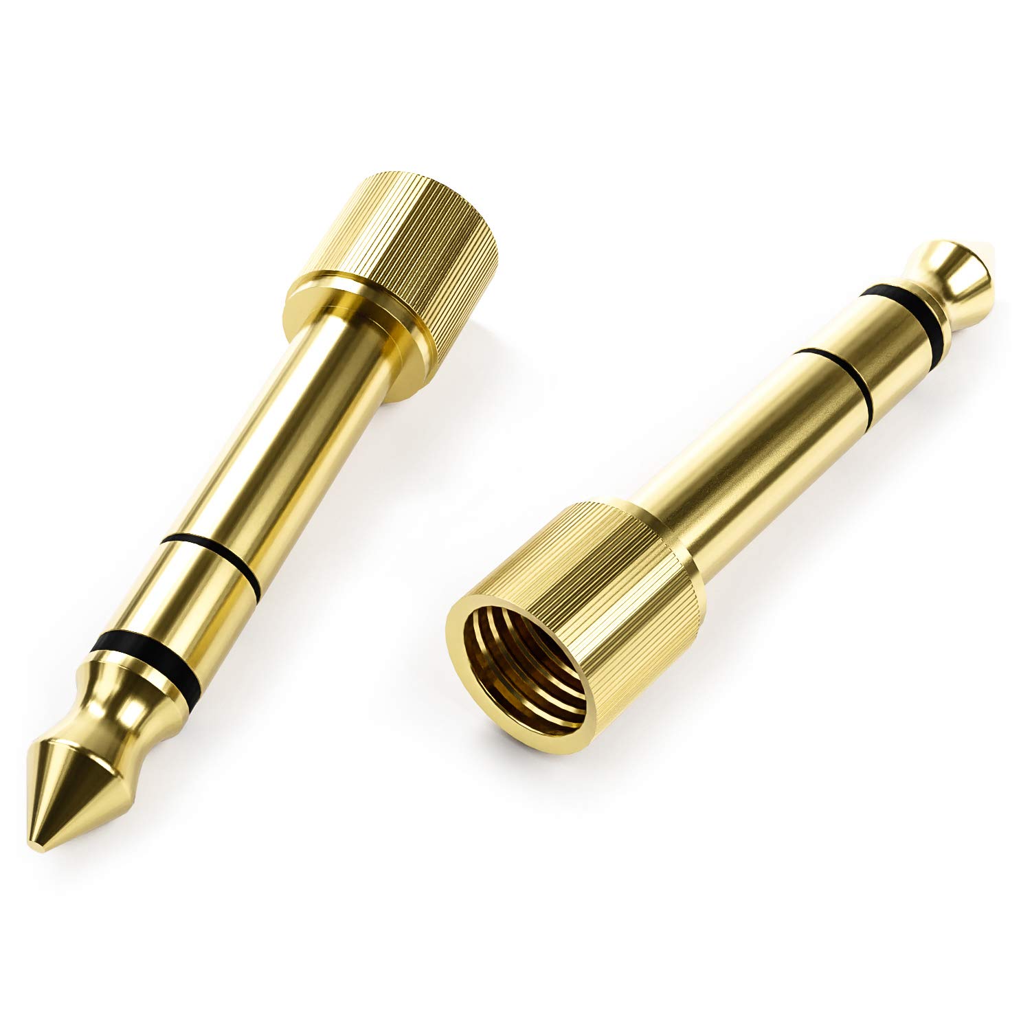 OKULI Replacement Audio Adapters 6.35mm to 3.5mm Screw Thread Gold Plated For Headphones x 2
